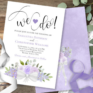 Det gör vi! Rustic Lavender Lila Boho Blommigt Brö Inbjudningar