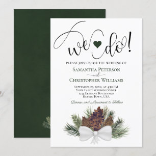Det gör vi! Rustic Pinecones & Grenar Winter Weddi Inbjudningar