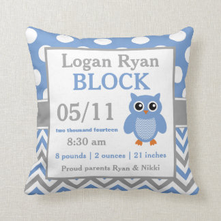 Det gråa meddelandet för blåttugglababyen kudder kudde