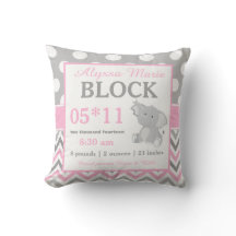 Det gråa rosa elefantbabymeddelandet kudder