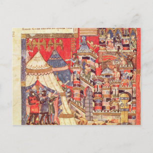 Det grekiska lägret och staden av Troy Vykort