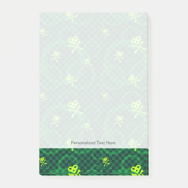 Det gröna Emo mönster med cirklar Post-it Block (Framsida)