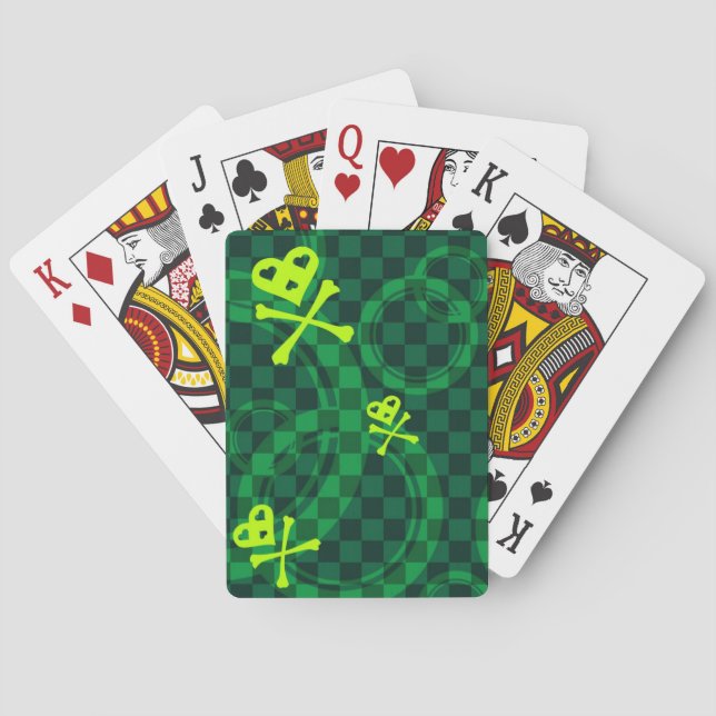 Det gröna Emo mönster med cirklar Spel Kort (Baksidan)
