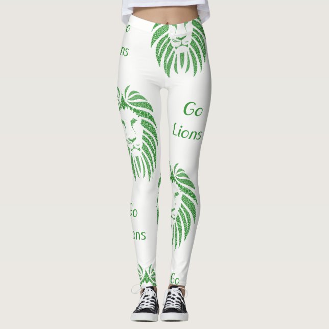 Det gröna lejona huvudet går lejon på någon leggings (Framsida)