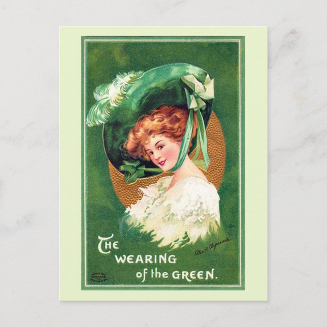 Det grönas förslitande Vintage vykort (Framsida)