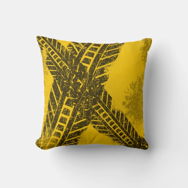 Det Grunge bedrövade svart däck spårar att markera Kudde (Framsida)