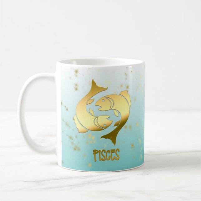 Det guld- horoskopet för Pisces Ombre Kaffemugg (Vänster)