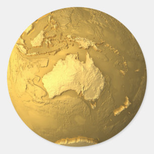 Det guld- jordklotet - belägga med metall jord, runt klistermärke