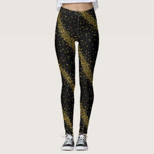 Det guld- konfettipartyet pricker svart eller leggings