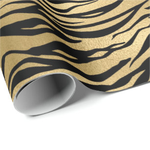 Det guld- metalliska svart tigerdjur flår elegant presentpapper