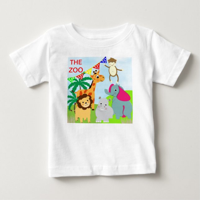 Det gulliga djura temat för Zoo T Shirt (Framsida)