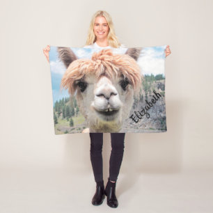 Det gulliga le Alpacafotoet avbildar Fleecefilt