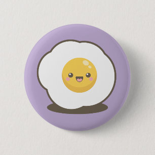 Det gulliga lyckliga Kawaii stekte ägget klämmer Knapp