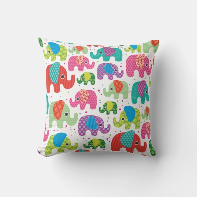 Det gulliga retro elefantindia mönster kudder kudde (Framsida)
