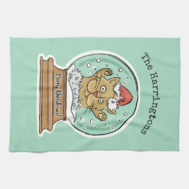 Det gulliga roliga namn för julkattanpassningsbar kökshandduk