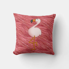 Det gulliga rosa flamingo- & fjädermönster kudder kudde