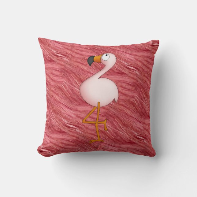 Det gulliga rosa flamingo- & fjädermönster kudder kudde (Framsida)
