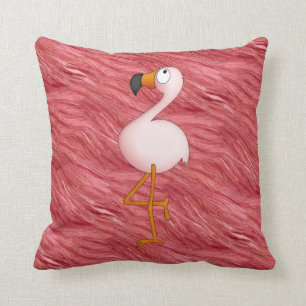 Det gulliga rosa flamingo- & fjädermönster kudder kudde