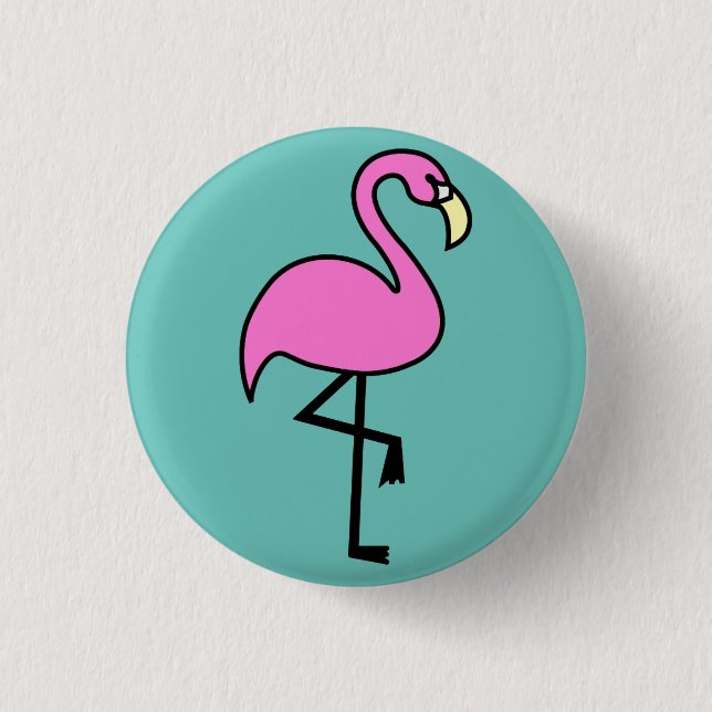 Det gulliga rosa Flamingoemblem klämmer fast Knapp (Framsida)