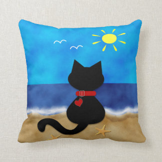 Det gulliga svart temat för stranden för kudde