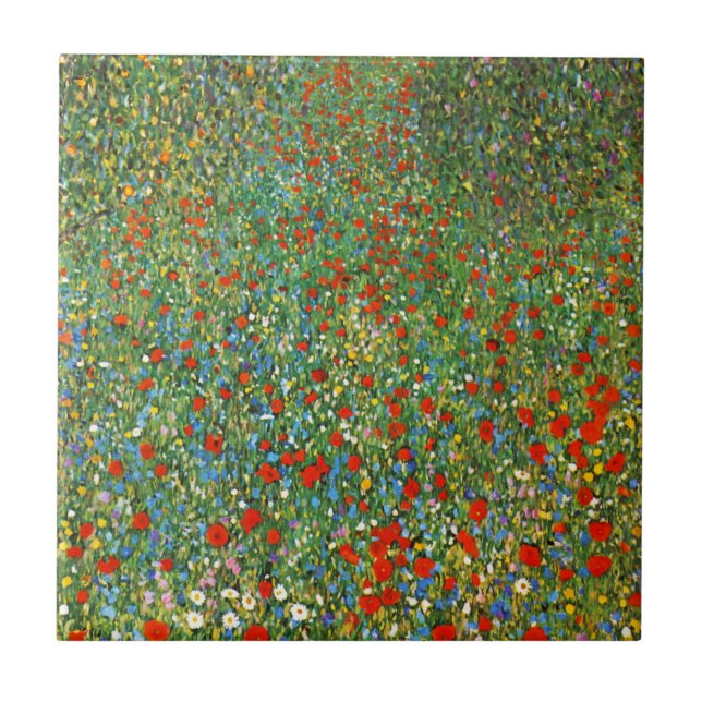 Det Gustav Klimt vallmofält belägger med tegel Kakelplatta (Framsidan)