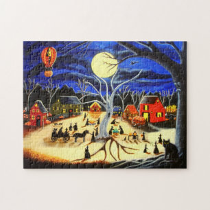 Det Halloween pussel, häxor förbereder sig för Pussel