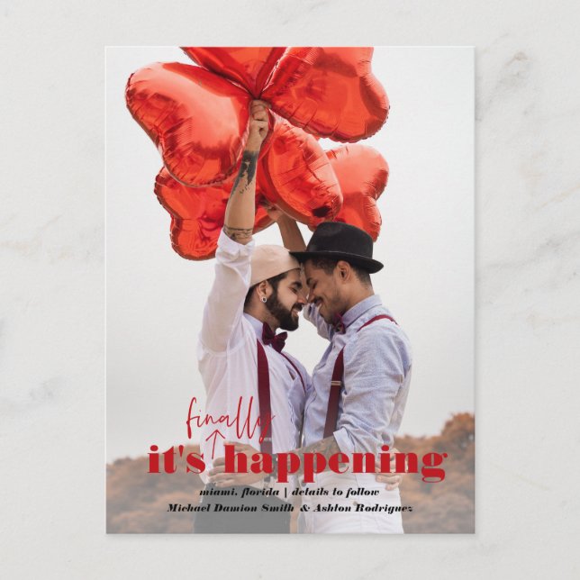 Det händer | Roligt Photo Förlovning Meddelande Vykort (Framsida)