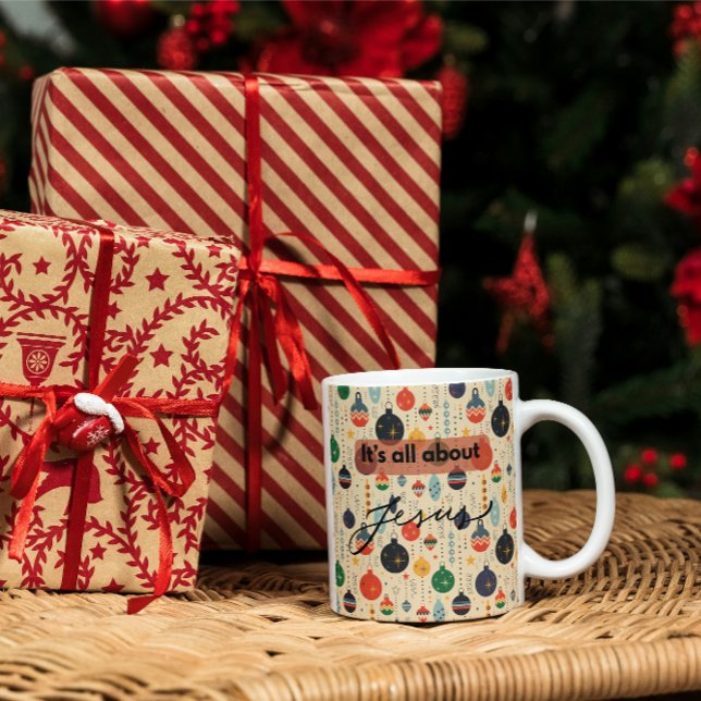 Det handlar helt om Jesus – Färgglad jul Kaffemugg (Skapare uppladdad)