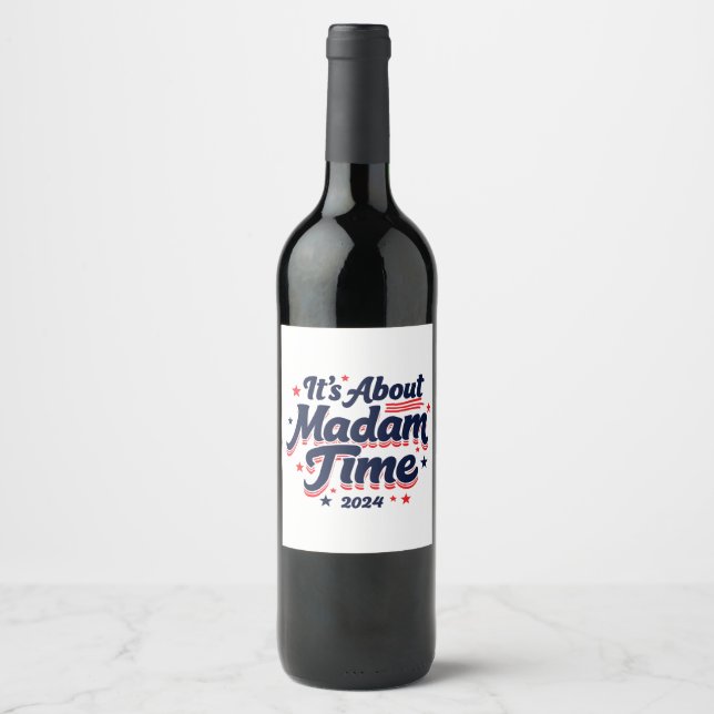 Det handlar om fru Time Kamala Harris Ekection Vinflaska Etikett (Framsida)