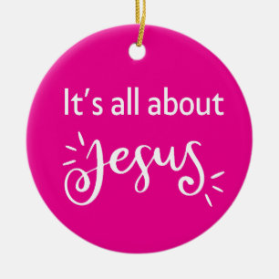 Det handlar om Jesus – jul glänsande rosa Julgransprydnad Keramik