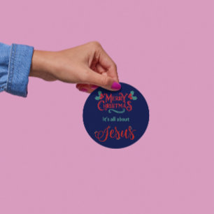 Det handlar om Jesus – julstickeri #12 Runt Klistermärke