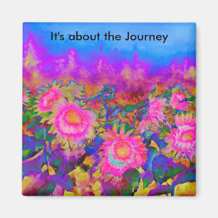 Det handlar om Journey Solros Fält - rosa Magnet