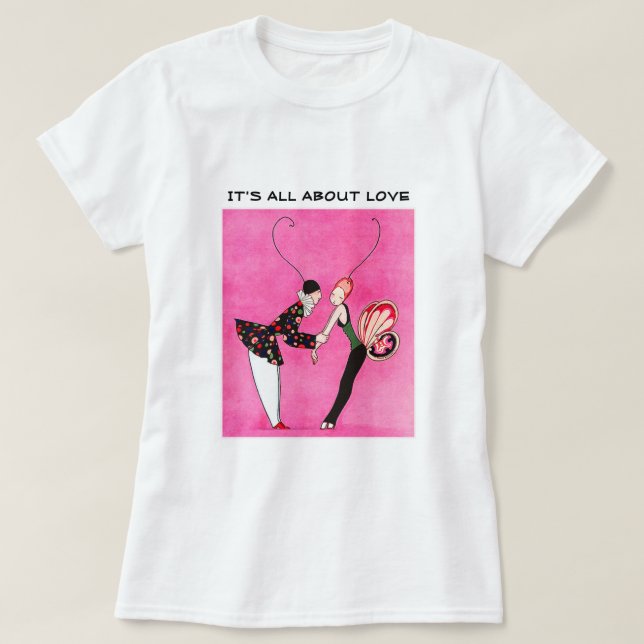 Det handlar om Kärlek. Alla hjärtans dag-gåva T-shirt (Design framsida)