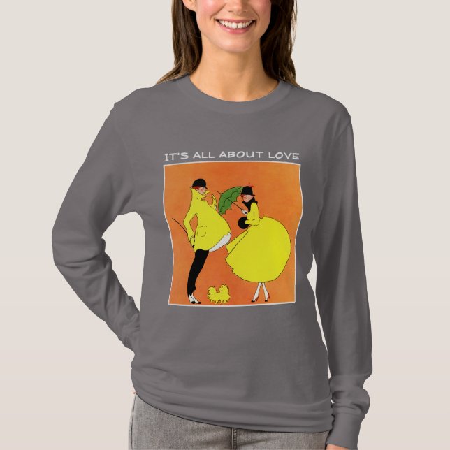Det handlar om Kärlek. Alla hjärtans dag-gåva T-shirt (Framsida)