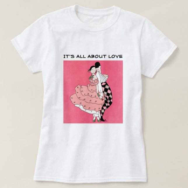 Det handlar om Kärlek Art DecoValentines Dag-gåva Tee Shirt (Design framsida)