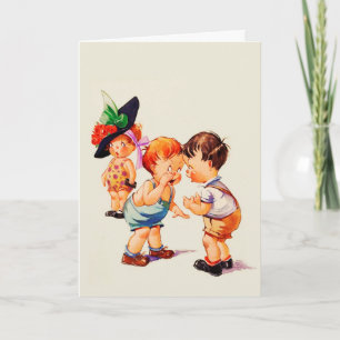 Det handlar om Kärlek. Vintage Art Valentindagen Helgkort