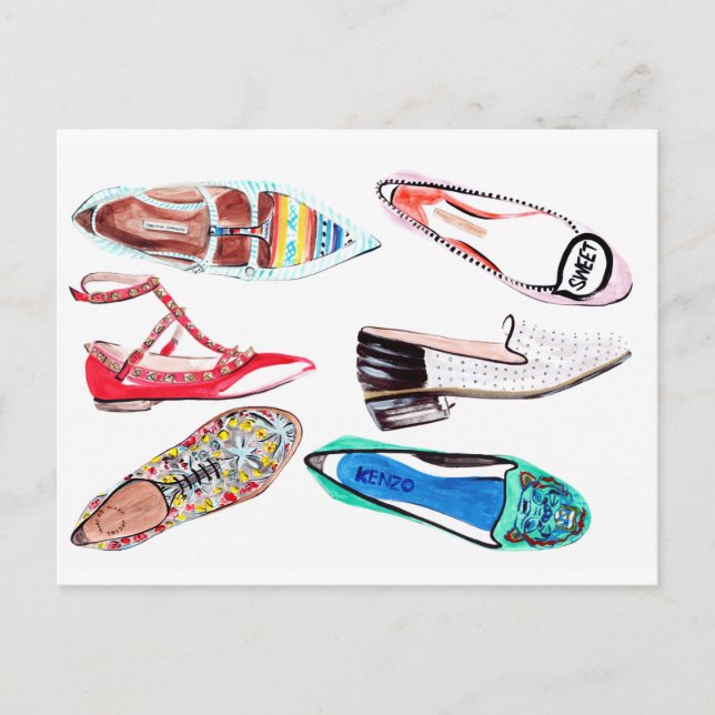 Det handlar om skorna! vykort (Framsida)