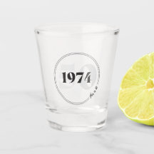 Det här är 50 1974 Shot Glass.Birthday eller Anniu