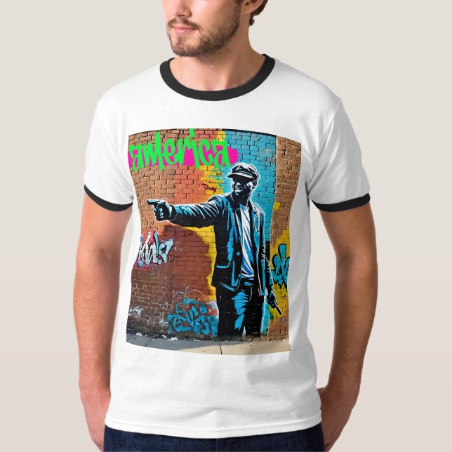 Det här är America Street Art Commement T-Shirt (Framsida)