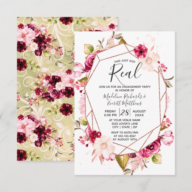 Det här är bara inbjudningar till verkliga Förlovn (Fram/baksida)