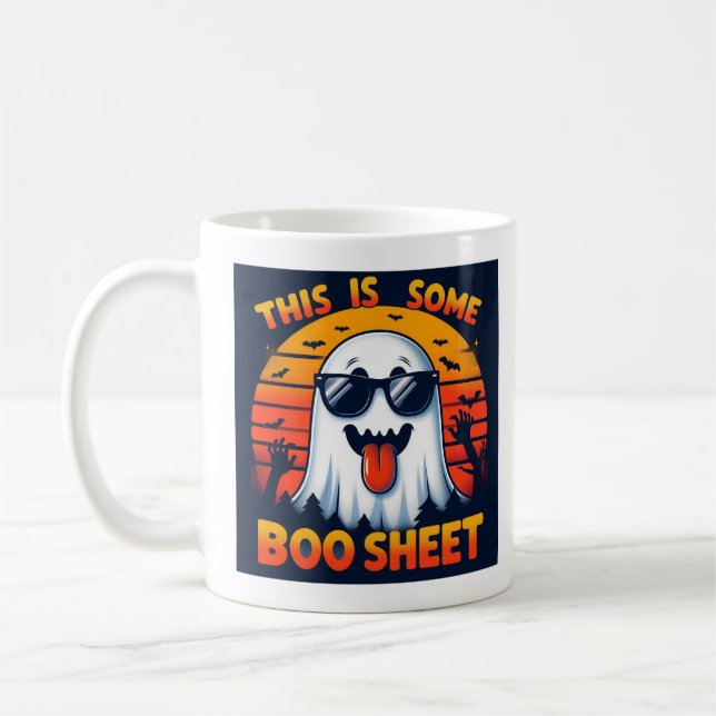 Det här är Boo Lakan Funny Halloween Ghost Kaffemugg (Vänster)
