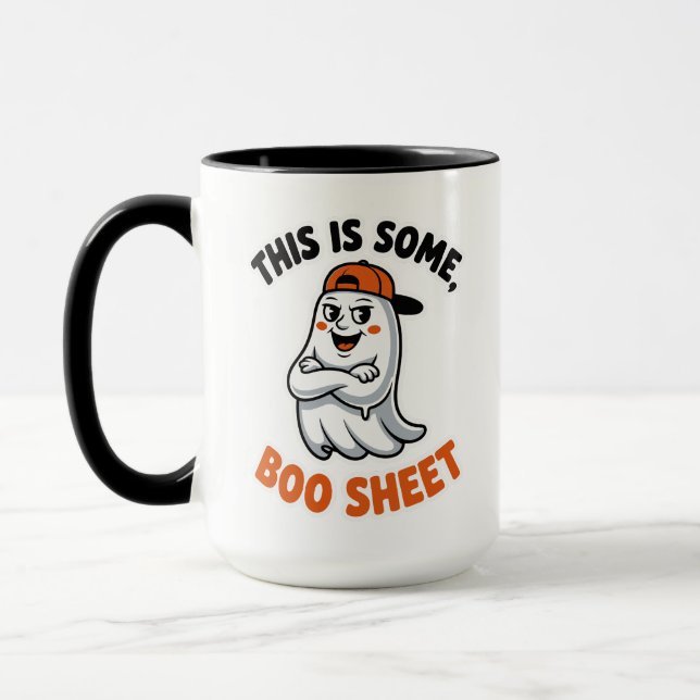 Det här är Boo Lakan Ghost Groovy Halloween Costum Mugg (Vänster)