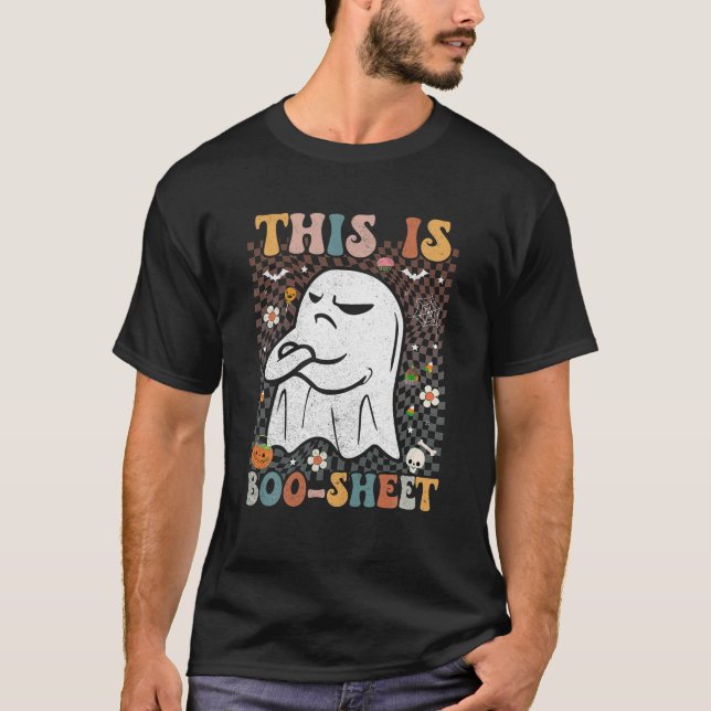 Det här är Boo Lakan Groovy Retro Halloween Kids M T Shirt (Framsida)