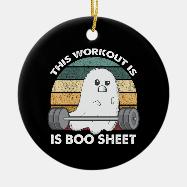 Det här är Boo Lakan Gym Ghost Halloween Julgransprydnad Keramik (Framsidan)