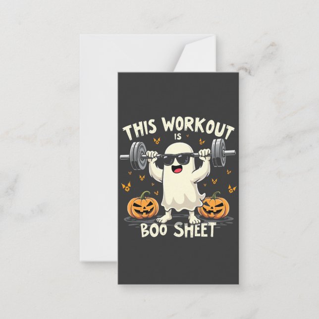 Det här är Boo Lakan-taloky Halloween Fitness Anteckningskort (Framsida)
