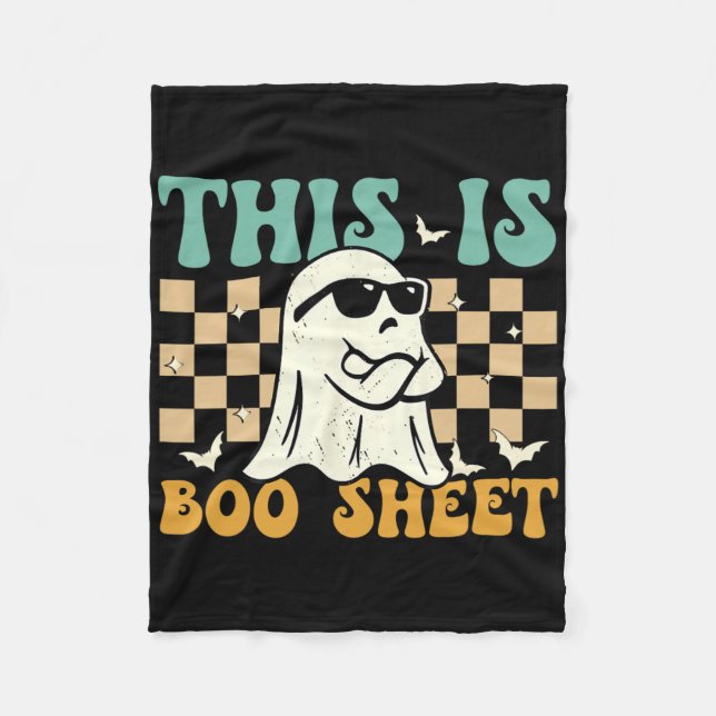 Det här är Boosheet Ghost Retro Halloween Costume  Fleecefilt (Framsidan)
