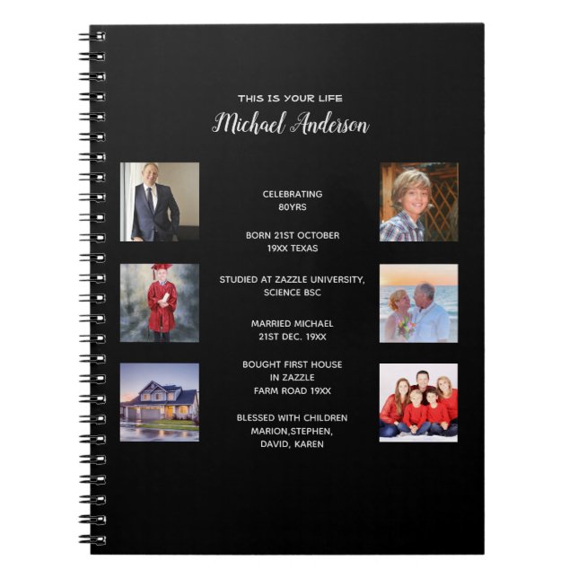 DET HÄR ÄR DITT LIV - LÄGG TILL FOTOS MILESTONES J ANTECKNINGSBOK (Framsidan)