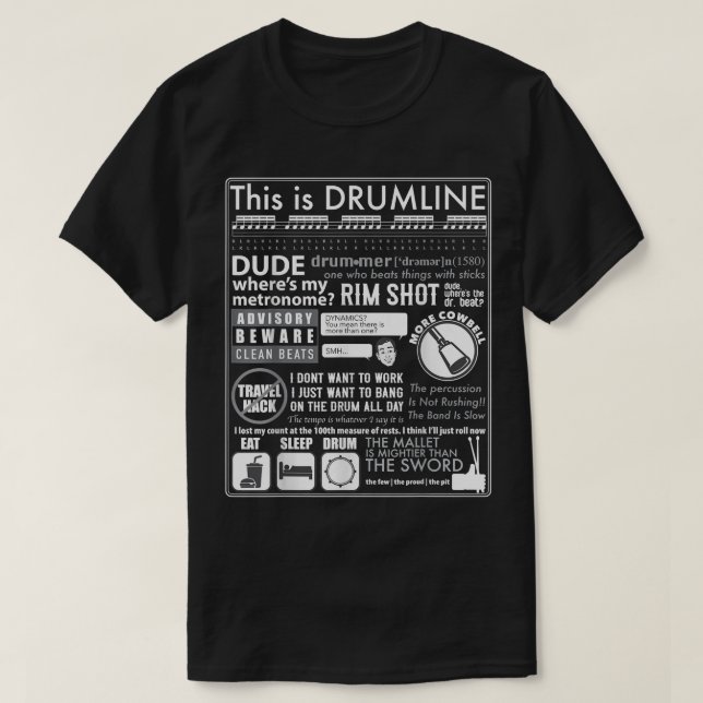 Det här är Drumline - Lustigt Drum Line Ord _ Mema T Shirt (Design framsida)