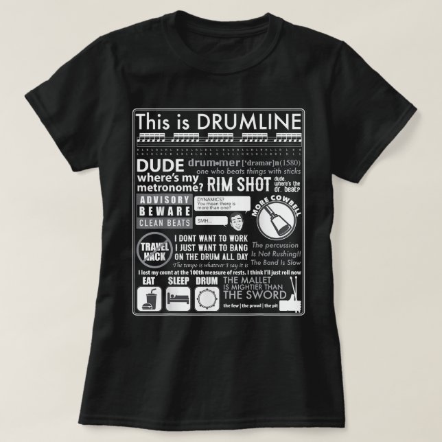 Det här är Drumline - Lustigt Drum Line Ord _ Mema T Shirt (Design framsida)