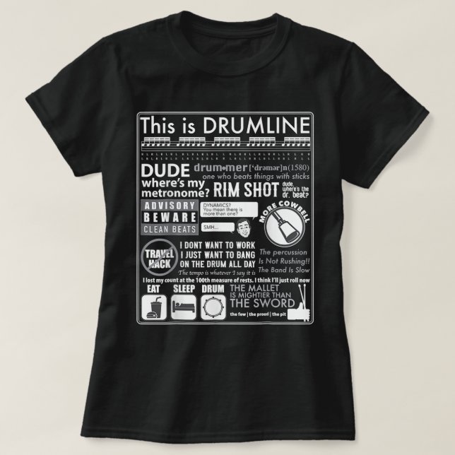 Det här är Drumline Quote Musicia T Shirt (Design framsida)